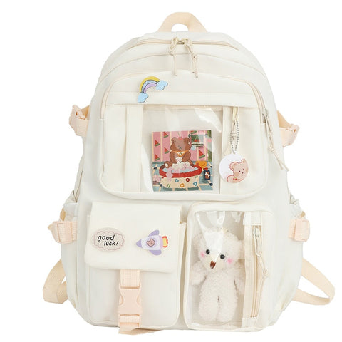 mtvrmall Cute Women Backpacks Waterproof Multi-Pocket Nylon School Backpack for Student Female Girls Kawaii Laptop Book Pack Mochilas