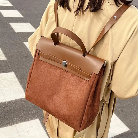 mtvrmall Matte PU Leather Women Backpacks large multifunctional female shoulder bag student backpack female school bag ladies big Totes