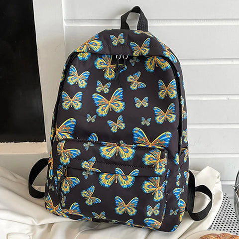 mtvrmall Nylon Student Schoolbag Women Backpack for Grils Teens Book Bag School Backpack Butterfly Waterproof Women Laptop Backpack