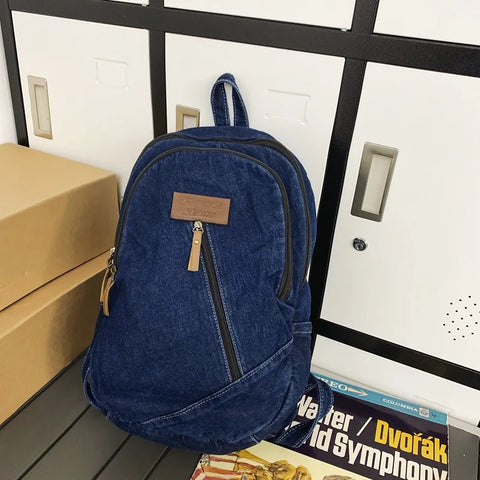 mtvrmall Fashion Denim Women's Backpack Simple Small Feminina Travel Backpack Casual Large Capacity Student School Bags For Girls
