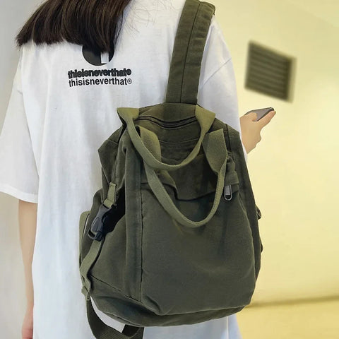 mtvrmall Brand Women Backpacks Green Canvas Rucksack Quality Laptop School Student Bag Female Daypack for Teen Girls feminina mochila