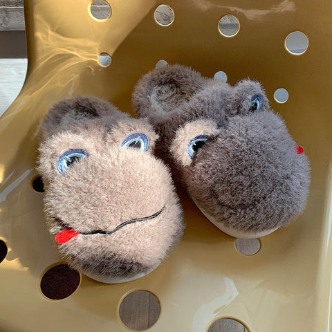 mtvrmall - Novelty Design Fur Slippers Warm Indoor Couple Shoes Cute Animal Autumn Outside Slides Fashion Women Men Plush Shoes