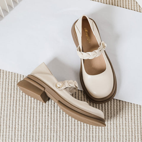 Mtvrmall -  spring new women's leather shoes Casual loafers Japanese style Mary Jane shoes Party and work wear Large size 41-43