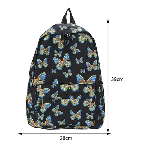 mtvrmall Nylon Student Schoolbag Women Backpack for Grils Teens Book Bag School Backpack Butterfly Waterproof Women Laptop Backpack