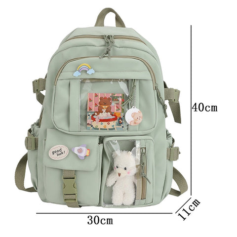 mtvrmall Cute Women Backpacks Waterproof Multi-Pocket Nylon School Backpack for Student Female Girls Kawaii Laptop Book Pack Mochilas