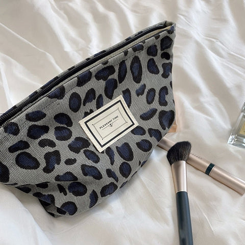 Women Corduroy Plaid Flowers Cosmetic Lipsticks Bag Korean Student Pencil Case Travel Makeup Brushes Bag Neceser Organizer Bags