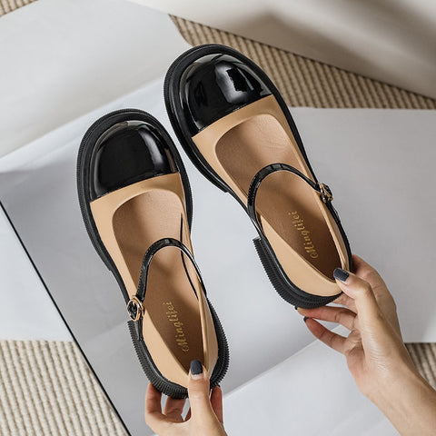 Mtvrmall -  spring new women's single shoes Casual Mary Jane leather shoes Fashion shallow mouth design loafers Large size 41-43
