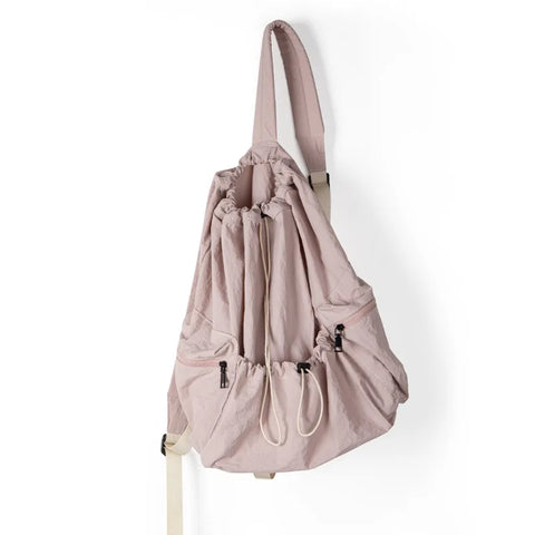 mtvrmall Fashion Ruched Drawstring Backpacks for Women Aesthetic Nylon Fabric Girl Backpack Light Weight Students Bag Travel Female Bag