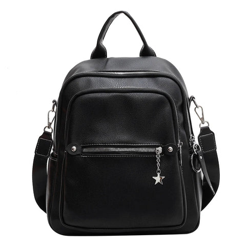 mtvrmall Fashion Backpack for Women Teenage Retro PU Leather High Quality College School Bags for Teenage Girls Students Shopping Travel