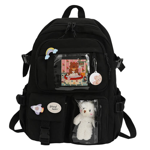 mtvrmall Cute Women Backpacks Waterproof Multi-Pocket Nylon School Backpack for Student Female Girls Kawaii Laptop Book Pack Mochilas