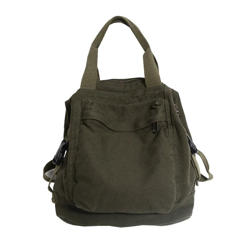 mtvrmall Brand Women Backpacks Green Canvas Rucksack Quality Laptop School Student Bag Female Daypack for Teen Girls feminina mochila