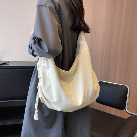 mtvrmall Large Capacity Canvas Shoulder Bag For Women College Student Book Bag Fashion Travel Shopping Crossbody Bag School Messenger Bag