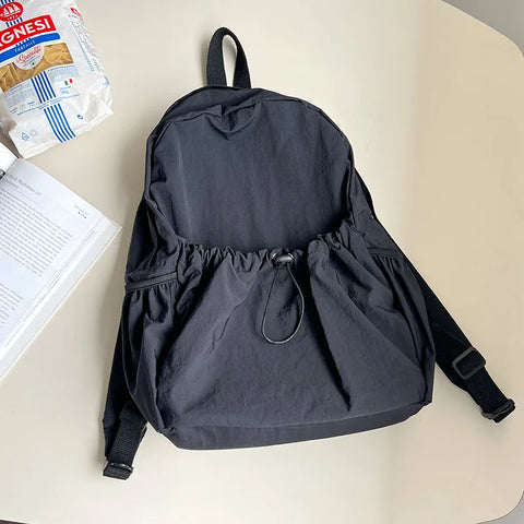 mtvrmall Kpop Drawsting Backpacks for Women Casual Soft Nylon Lady Backpack Light Students Bag Large Capacity Travel Sac Daypack bagpack