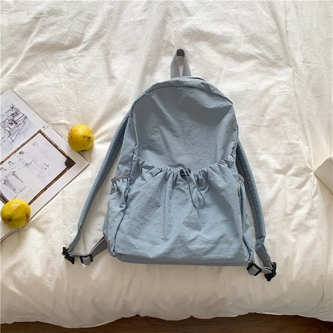 mtvrmall Kpop Drawsting Backpacks for Women Casual Soft Nylon Lady Backpack Light Students Bag Large Capacity Travel Sac Daypack bagpack