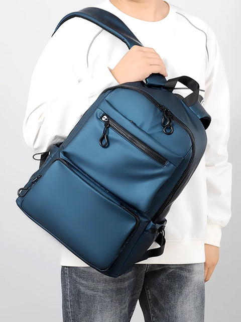 mtvrmall 14 Inch Polyester Men's Backpack Travel Commuting Double Back Leisure Computer Bag Splash-Proof Fashion Trend Students Schoolbag