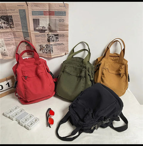 mtvrmall Brand Women Backpacks Green Canvas Rucksack Quality Laptop School Student Bag Female Daypack for Teen Girls feminina mochila
