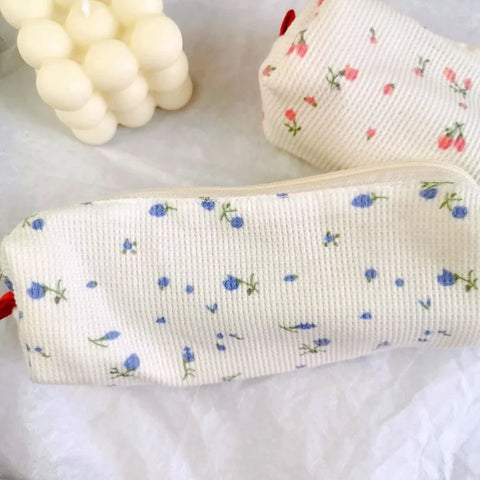 mtvrmall Portable cartoon bear pencil case with pen insert animal cute pencil bag school student stationery storage bag canvas girl bags