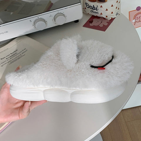 mtvrmall - Novelty Design Fur Slippers Warm Indoor Couple Shoes Cute Animal Autumn Outside Slides Fashion Women Men Plush Shoes