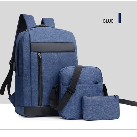 mtvrmall 3PCS Backpack Men's Backpack Korean Version Computer Simple Leisure Travel Fashion Student Schoolbag
