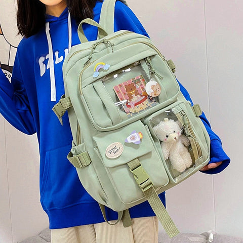 mtvrmall Cute Women Backpacks Waterproof Multi-Pocket Nylon School Backpack for Student Female Girls Kawaii Laptop Book Pack Mochilas