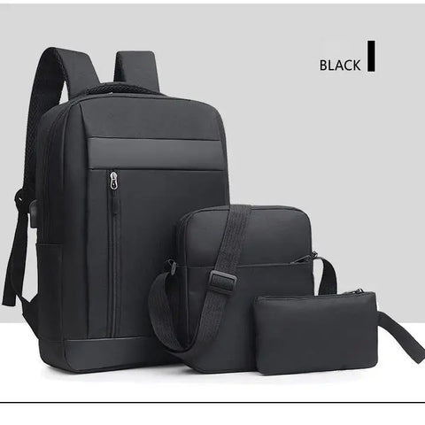 mtvrmall 3PCS Backpack Men's Backpack Korean Version Computer Simple Leisure Travel Fashion Student Schoolbag