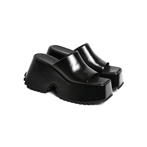 mtvrmall - Denim Thick Sole Summer Women Slippers Modern Flat With Height Increasing Leisure Casual Outside Platform Super High Heel Shoes