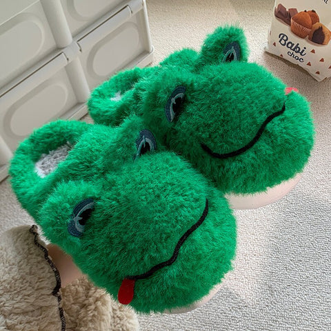 mtvrmall - Novelty Design Fur Slippers Warm Indoor Couple Shoes Cute Animal Autumn Outside Slides Fashion Women Men Plush Shoes