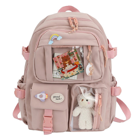 mtvrmall Cute Women Backpacks Waterproof Multi-Pocket Nylon School Backpack for Student Female Girls Kawaii Laptop Book Pack Mochilas