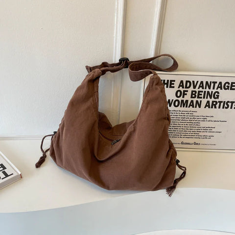 mtvrmall Large Capacity Canvas Shoulder Bag For Women College Student Book Bag Fashion Travel Shopping Crossbody Bag School Messenger Bag