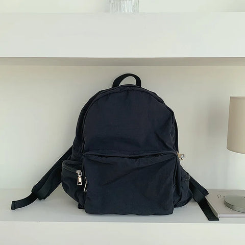 mtvrmall Leisure Trend Pink Zipper Women Backpack Fashion Nylon Fabric College Students Backpack for Women Causal Laptop Female Bag