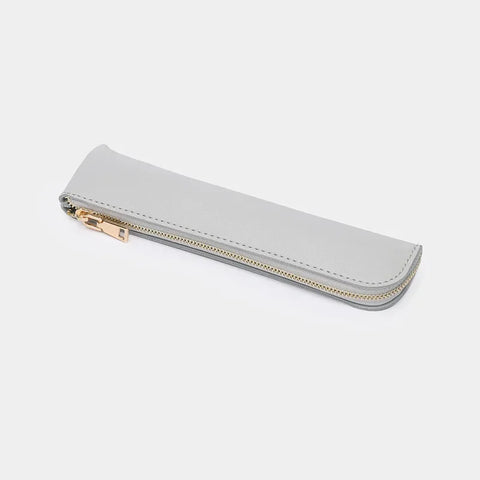 mtvrmall Simple Pen Sleeve PU Leather Mini Small Pen Bag Zipper Pencil Pouch Stationery Fountain Pen Holder Case Student School Supplies