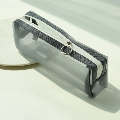 mtvrmall Transparent Stationery Bag Exam Special Student Net Yarn Pencil Case Large Capacity High School Entrance Examination Pencil Bag