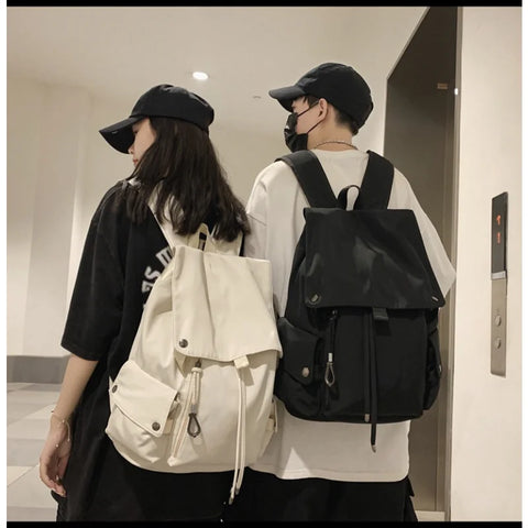 mtvrmall INS Fashion Schoolbag Women's Nylon Durable High School Student Backpack Middle School Student Versatile Flip Drawstring