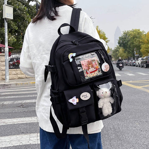 mtvrmall Cute Women Backpacks Waterproof Multi-Pocket Nylon School Backpack for Student Female Girls Kawaii Laptop Book Pack Mochilas