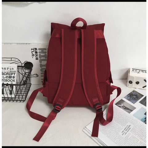 mtvrmall INS Fashion Schoolbag Women's Nylon Durable High School Student Backpack Middle School Student Versatile Flip Drawstring