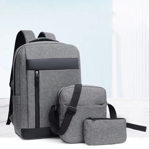 mtvrmall 3PCS Backpack Men's Backpack Korean Version Computer Simple Leisure Travel Fashion Student Schoolbag