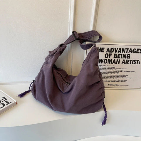 mtvrmall Large Capacity Canvas Shoulder Bag For Women College Student Book Bag Fashion Travel Shopping Crossbody Bag School Messenger Bag
