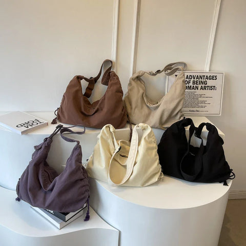 mtvrmall Large Capacity Canvas Shoulder Bag For Women College Student Book Bag Fashion Travel Shopping Crossbody Bag School Messenger Bag
