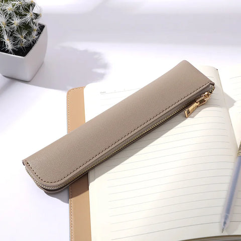 mtvrmall Simple Fountain Pen Sleeve Small PU Pen Bag Japanese Stationery Candy Color Zipper Pencil Pouch Student School Supplies