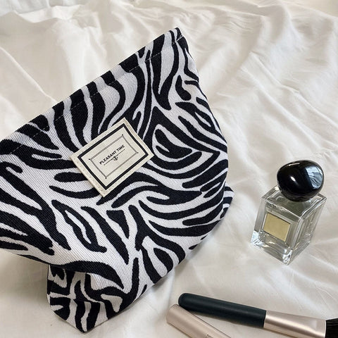 Women Corduroy Plaid Flowers Cosmetic Lipsticks Bag Korean Student Pencil Case Travel Makeup Brushes Bag Neceser Organizer Bags