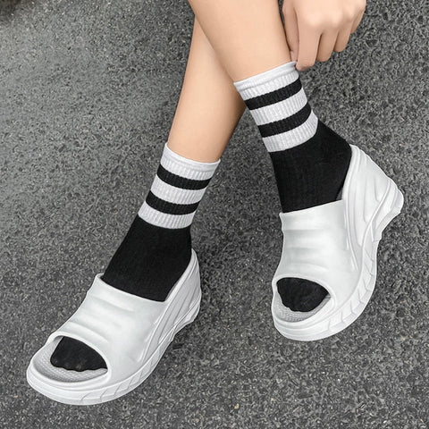 mtvrmall - Women Slippers Platform Wedges Summer Casual Outdoor Beach High Platform Slippers Dress Sandals  Women White Shoes