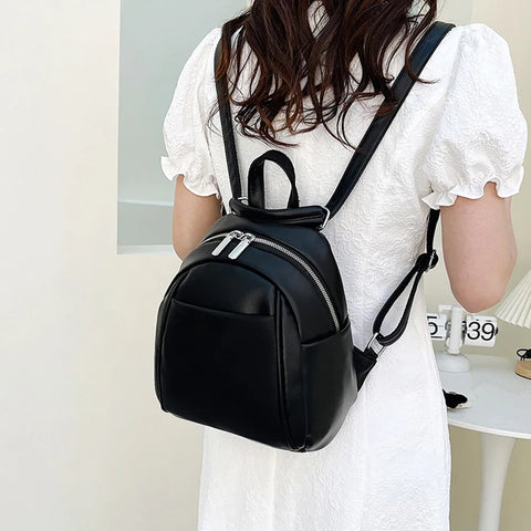 mtvrmall Mini Women's Backpack Retro Soft PU Leather Female Shoulder Crossbody Bag Small Students School Bags Rucksack for Girls Bookbags