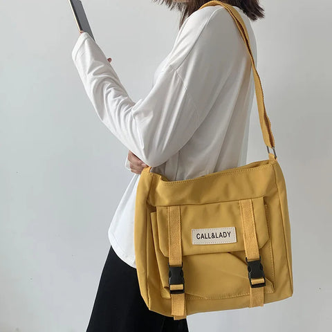 mtvrmall Fashion Classic Simple Messenger Bag Women's South Korea Chic Postman Bag Lady Student Nylon Waterproof Canvas Schoolbag