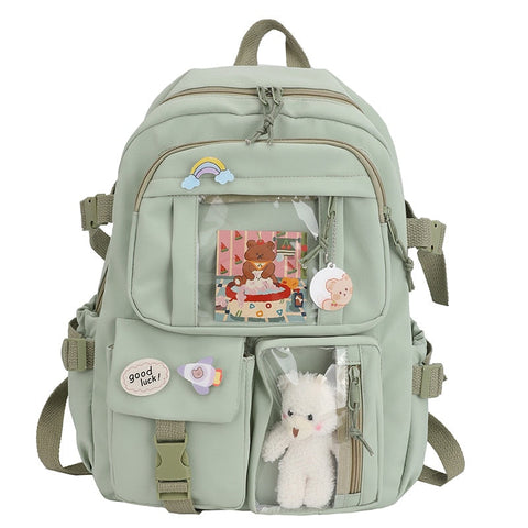 mtvrmall Cute Women Backpacks Waterproof Multi-Pocket Nylon School Backpack for Student Female Girls Kawaii Laptop Book Pack Mochilas