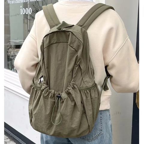 mtvrmall Kpop Drawsting Backpacks for Women Casual Soft Nylon Lady Backpack Light Students Bag Large Capacity Travel Sac Daypack bagpack