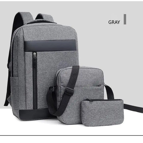 mtvrmall 3PCS Backpack Men's Backpack Korean Version Computer Simple Leisure Travel Fashion Student Schoolbag