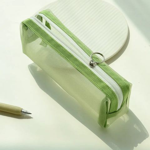mtvrmall Transparent Stationery Bag Exam Special Student Net Yarn Pencil Case Large Capacity High School Entrance Examination Pencil Bag