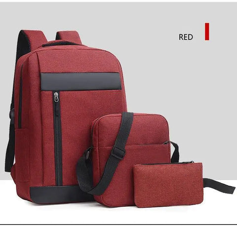 mtvrmall 3PCS Backpack Men's Backpack Korean Version Computer Simple Leisure Travel Fashion Student Schoolbag