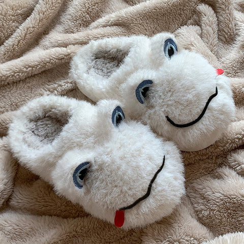 mtvrmall - Novelty Design Fur Slippers Warm Indoor Couple Shoes Cute Animal Autumn Outside Slides Fashion Women Men Plush Shoes