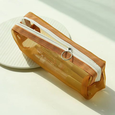 mtvrmall Transparent Stationery Bag Exam Special Student Net Yarn Pencil Case Large Capacity High School Entrance Examination Pencil Bag